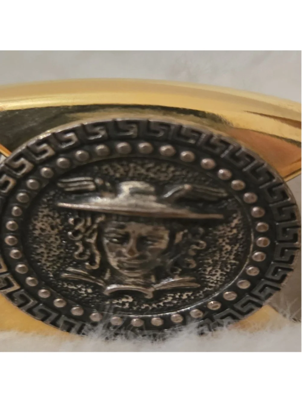 Gianni Versace Vintage gold plated Medusa Coin Leather Belt